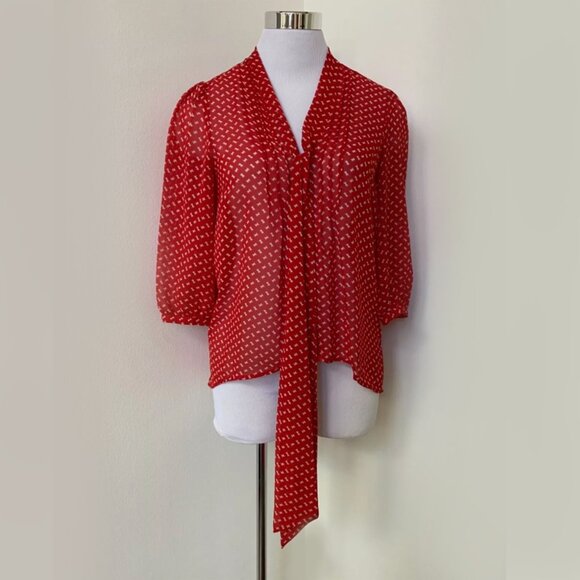 Urban Outfitters Pins and Needles Red Bow Tie Blouse - Picture 3 of 4